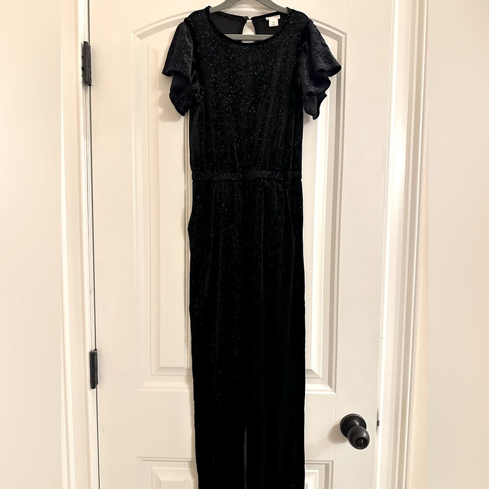 J Crewcuts Girls Velvet Jumpsuit w/ gold detailing